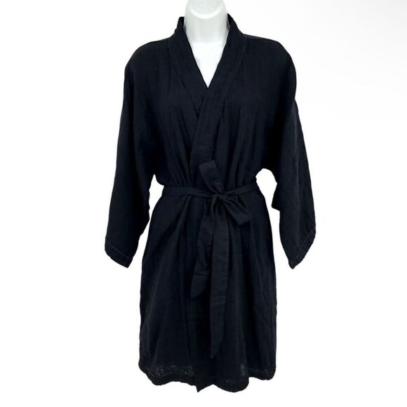 Calme by Johnny Was NWT Kimono Robe in Black Size M - Picture 4 of 7
